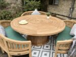 Teak Garden Furniture Round Table 3 benches c u