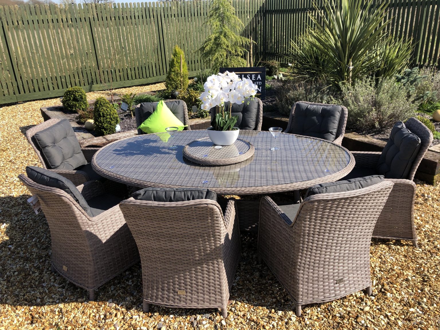 rattan premium oval dining set - Teak Garden Furniture Outlet