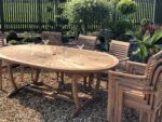oval table stacked chairs