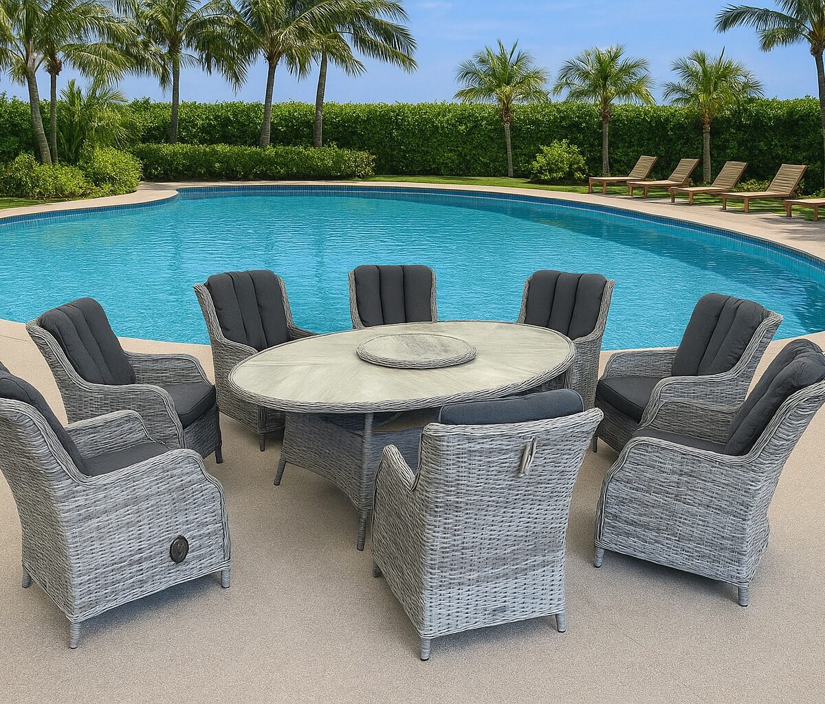 rattan oval garden set