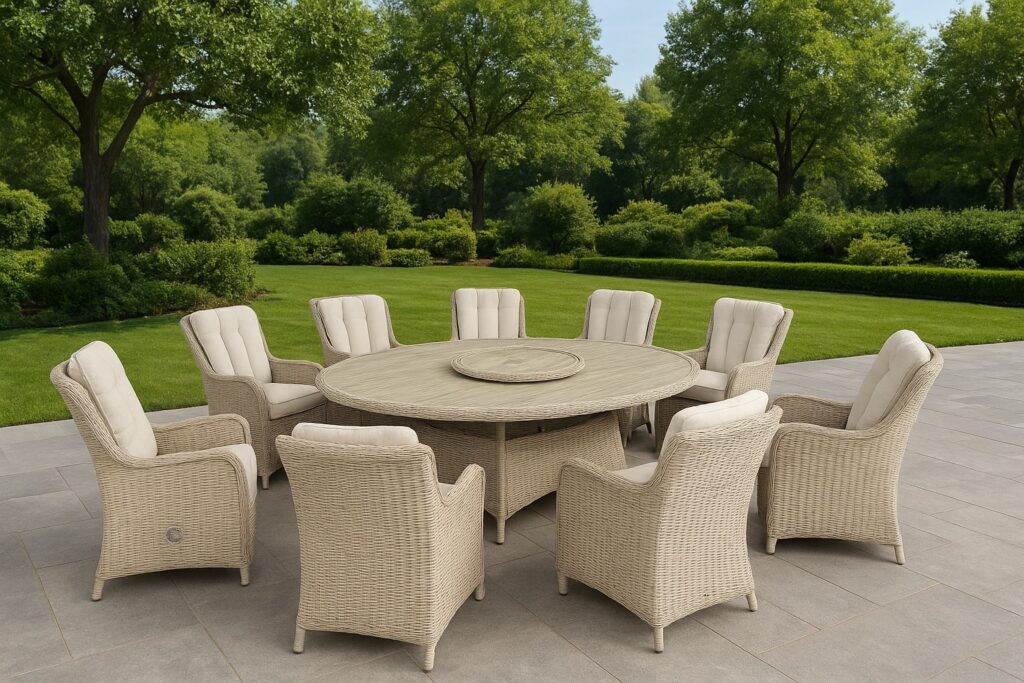 rattan oval garden set cream