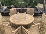 Teak Garden Furniture Folding Table with Six Stacking Chairs