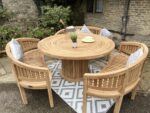 Teak Garden Furniture Round Table with benches