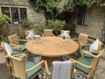 Teak Garden Furniture Round Table 10 Stacking Chairs