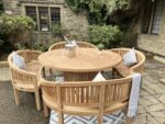 Teak Garden Furniture Round Table 4 Benches b scaled