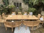 Teak Garden furniture Rec Table bench cushions