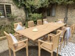Teak outdoor extending dining table set - 10 seater