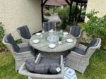 rattan furniture fire pit dining set