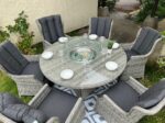 rattan fire pit table set