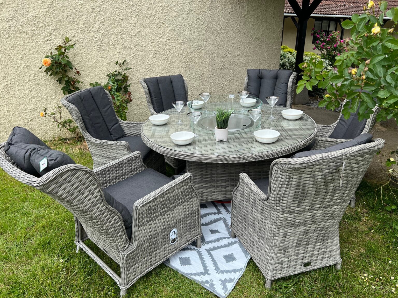 Rattan Firepit set luxury edition Teak Garden Furniture Outlet