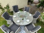 rattan garden furniture set fire pit