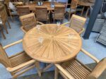 folding teak table. and 4 ch