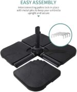 Square 4-Piece Parasol Base – Water Filled, 60kg with Hook
