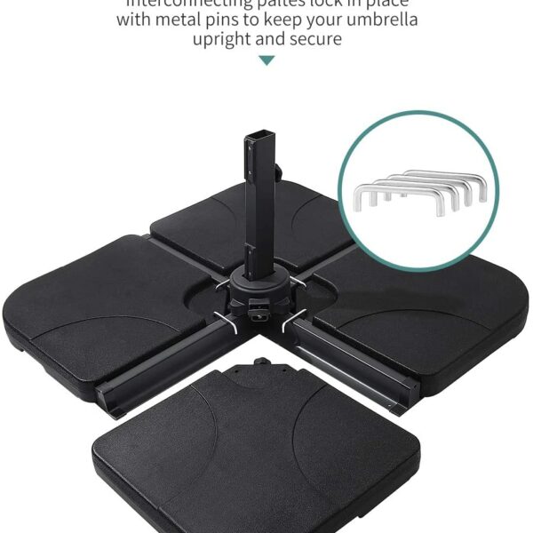 Square 4-Piece Parasol Base – Water Filled, 60kg with Hook