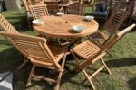 folding teak table with folding chairs