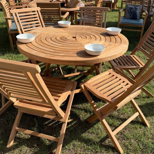 folding teak table with folding chairs