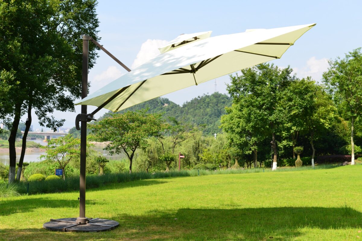 large 3m 360 rotation parasol beige