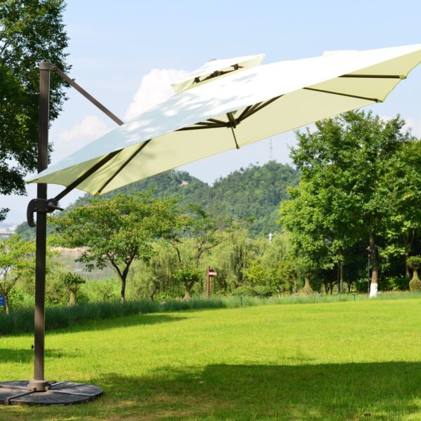 large 3m 360 rotation parasol beige