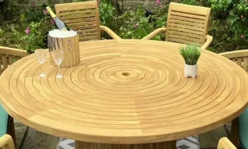 round teak garden furniture set